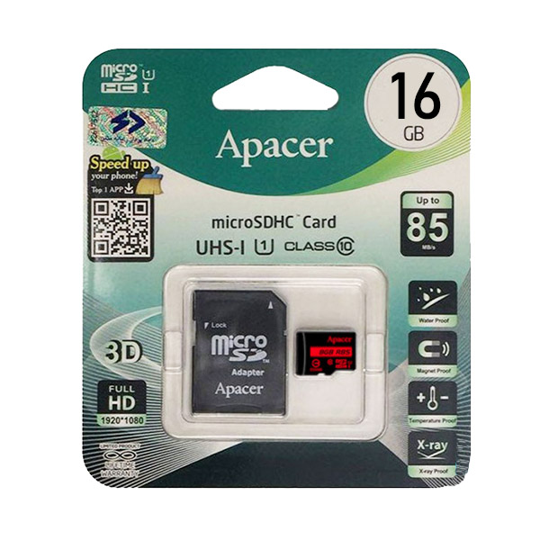 کارت حافظه میکرو اس دی 16 گیگابایت اپیسر Apacer 85MBs UHS-l U1 With Adapter