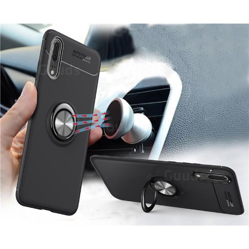 قاب محافظ طرح چرم Becation Auto Focus Magnetic Ring Case Huawei P20 Pro