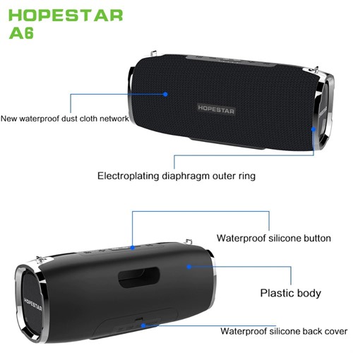 اسپیکر بلوتوث ضد آب و پاوربانک هاپ استار Hopestar A6 Bluetooth Speaker