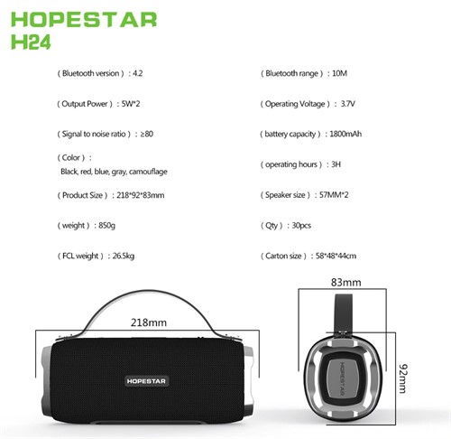 اسپیکر بلوتوث ضد آب و پاوربانک هاپ استار Hopestar H24 Bluetooth Speaker