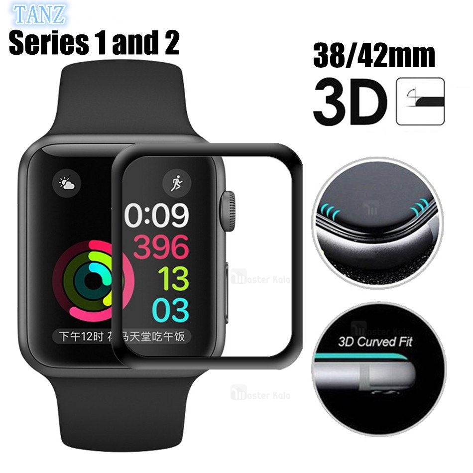 محافظ صفحه شیشه ای تمام صفحه دور TPU اپل واچ 42 میلیمتری Apple Watch Series 2