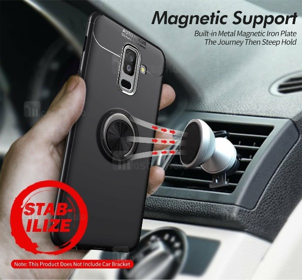 قاب ژله ای طرح چرم انگشتی Samsung A6 Plus 2018 Becation A.F Magnetic Ring