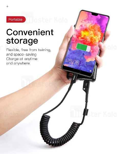 کابل Type C بیسوس Baseus Fish Eye Spring طراحی تلفنی با توان 2 آمپر