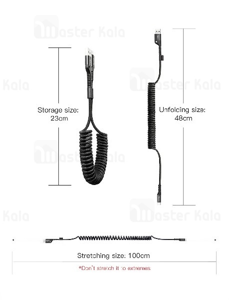 کابل Type C بیسوس Baseus Fish Eye Spring طراحی تلفنی با توان 2 آمپر