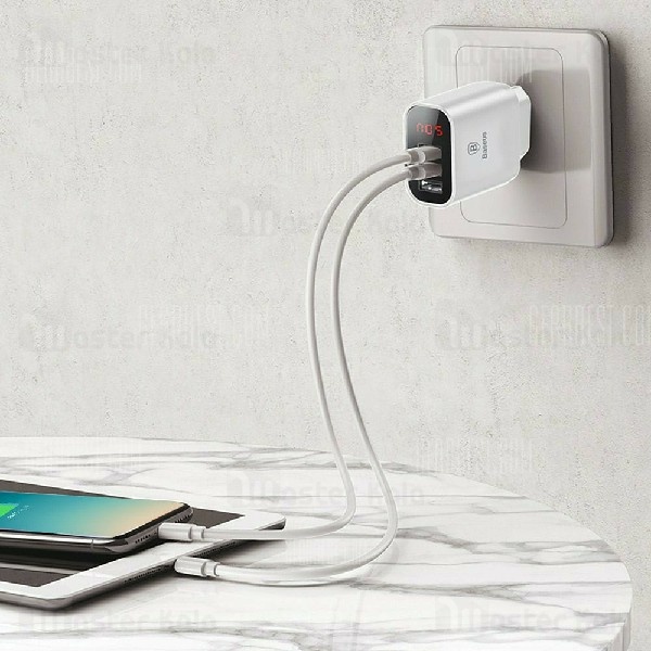 آداپتور شارژر 3 پورت بیسوس Baseus Mirror Travel Charger CCALL-BH01 توان 3.4 آمپر