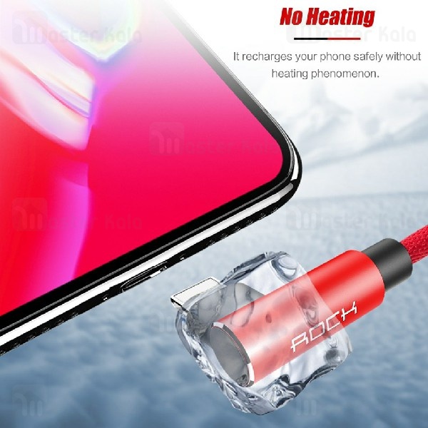کابل شارژ لایتنینگ راک ROCK L-shape Lightning RCB0600 با توان 2.1 آمپر