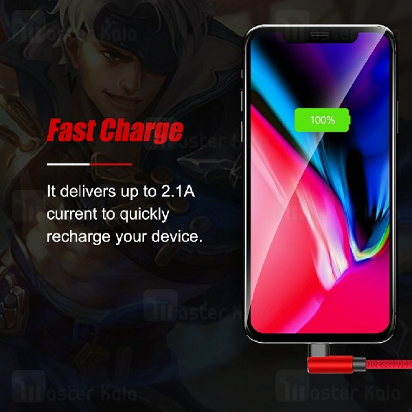 کابل شارژ لایتنینگ راک ROCK L-shape Lightning RCB0600 با توان 2.1 آمپر