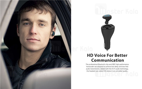 هندزفری و شارژر فندکی Roman R6000 Bluetooth Headset Car Charger