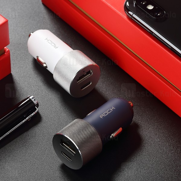 شارژ فندکی دو پورت راک Rock RCC0128 Sitor Car Charger با پورت تایپ سی 3 آمپر