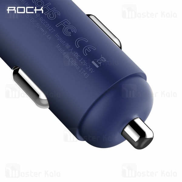 شارژ فندکی دو پورت راک Rock RCC0128 Sitor Car Charger با پورت تایپ سی 3 آمپر