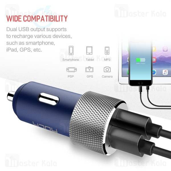 شارژ فندکی دو پورت راک Rock RCC0128 Sitor Car Charger با پورت تایپ سی 3 آمپر