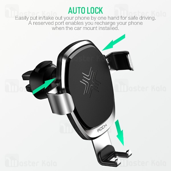 هولدر و شارژر وایرلس دریچه کولری موبایل راک ROCK RWC0246 Gravity Car Mount Wireless Charging