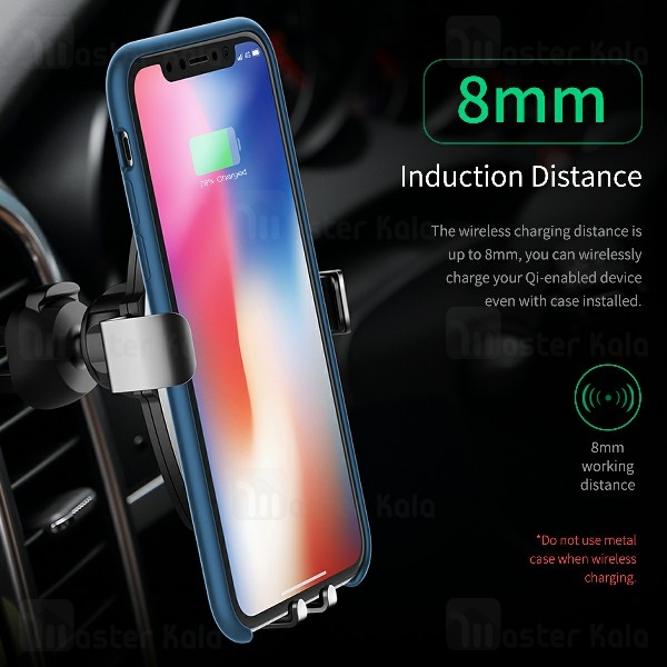 هولدر و شارژر وایرلس دریچه کولری موبایل راک ROCK RWC0246 Gravity Car Mount Wireless Charging