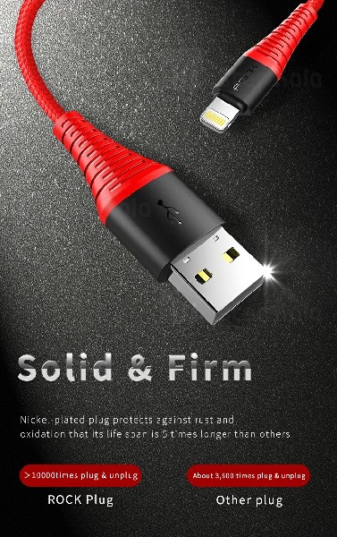 کابل لایتنینگ راک Rock Hi-Tensile توان 2.1 آمپر و طول 25 سانتی متر