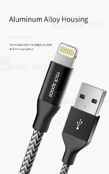 کابل لایتنینگ راک اسپیس Rock Space M4 توان 2.4 آمپر و دارای تاییده MFI