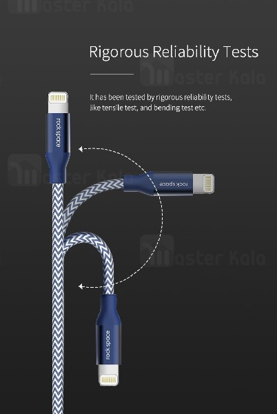 کابل لایتنینگ راک اسپیس Rock Space M4 توان 2.4 آمپر و دارای تاییده MFI