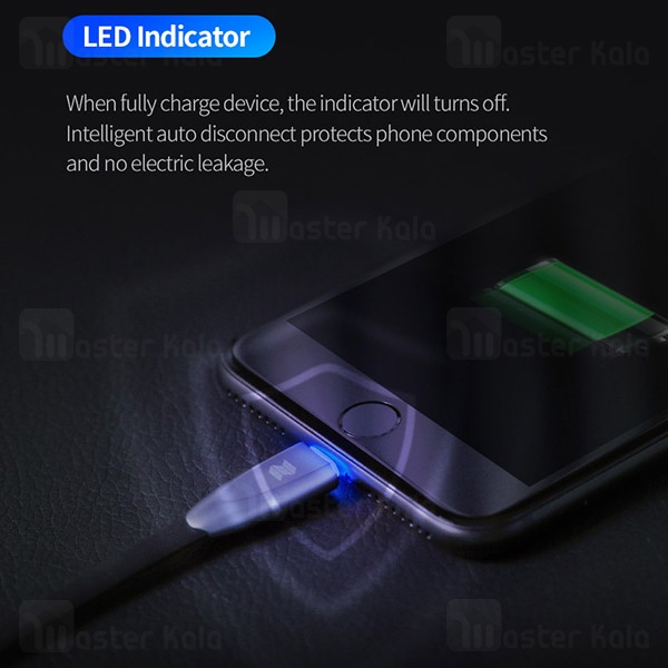 کابل آیفونی Rockspace Metal Lightning Auto Disconnect Data Cable