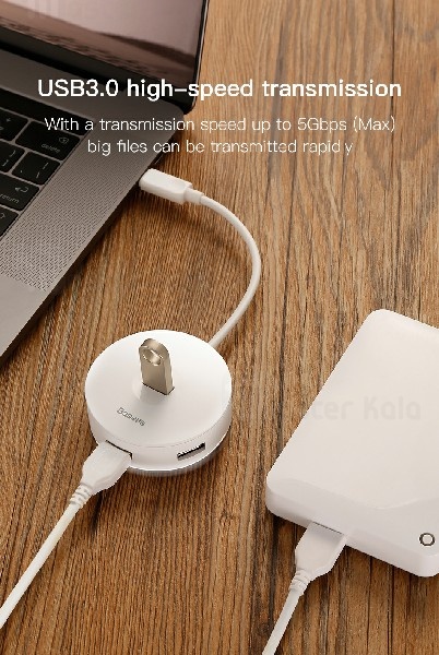 هاب 5 پورت بیسوس Baseus cahub-f01 Round Box Hub Adapter USB 3.0