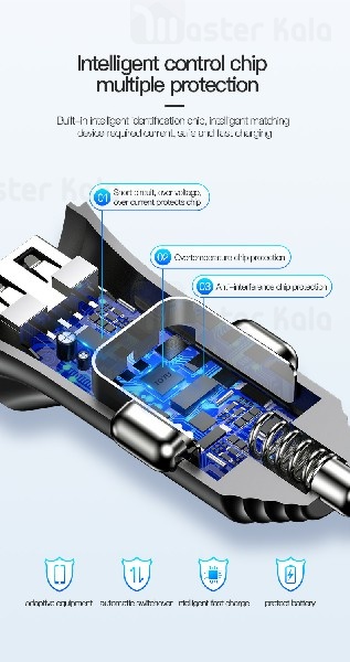 شارژر فندکی توتو TOTU DCCL-06 Charger با کابل متصل سه سر و توان 3.4 آمپر