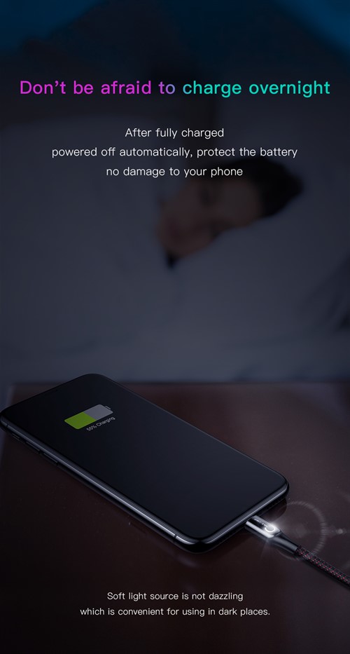 کابل لایتنینگ Baseus C-Shaped Light intelligent CALCD-01