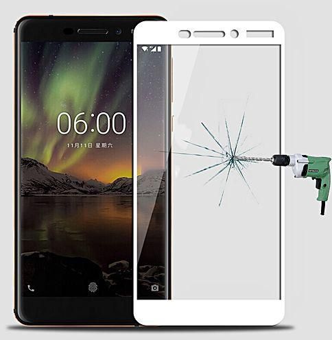 محافظ صفحه نمایش شیشه ای تمام صفحه دور چسب برای Nokia (6.1) 6 2018