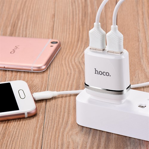 شارژر دیواری 2 پورت هوکو Hoco C12A Dual USB Charger همراه با کابل