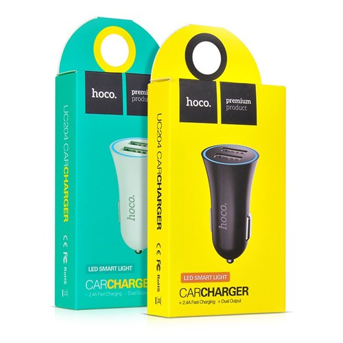 شارژر فندکی 2 پورت 2.4 آمپر هوکو Hoco UC204 Car Charger