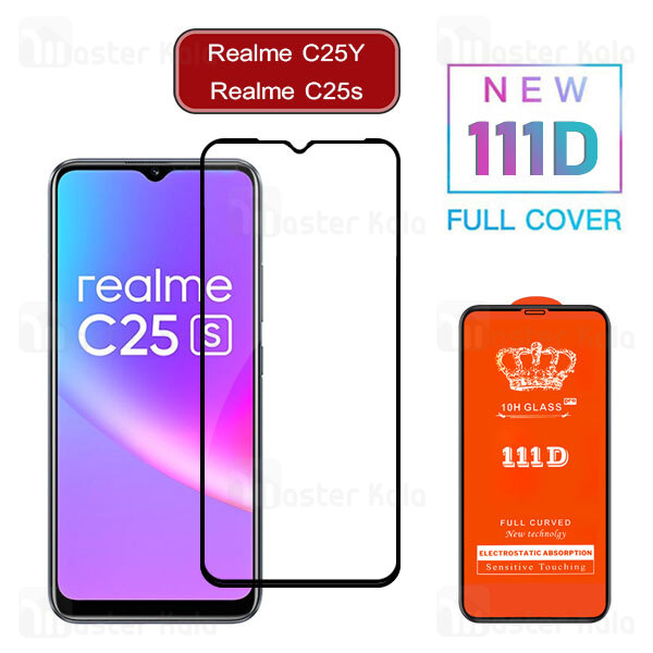 محافظ صفحه شیشه ای تمام صفحه تمام چسب ریلمی Realme C25Y / C25s 111D Glass