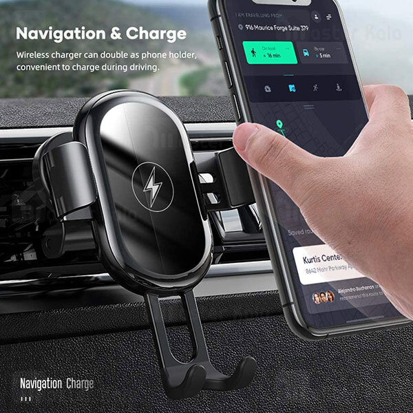 هولدر و شارژر وایرلس دریچه کولری راک Rock W31 Wireless Charger Car Mount Gravity 118A-15 توان 15 وات