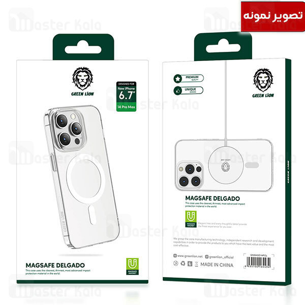 قاب محافظ مگنتی گرین لاین آیفون Apple iPhone 14 Plus Green Lion Magsafe Delgado Clear Case