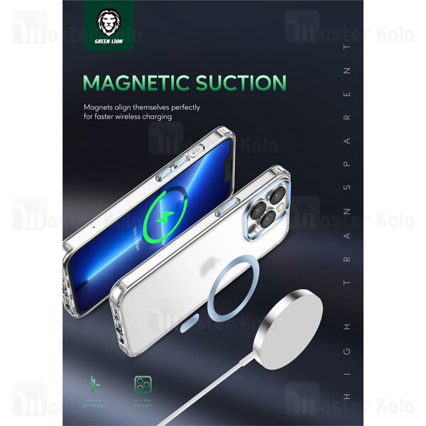 قاب محافظ مگنتی گرین لاین آیفون Apple iPhone 13 Pro Green Lion Matt Magsafe 2