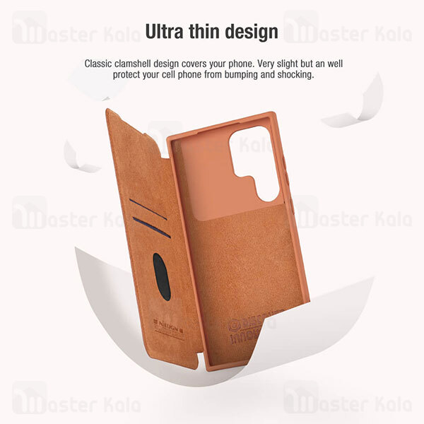 کیف چرمی نیلکین سامسونگ Samsung Galaxy S23 Ultra Nillkin Qin Pro Leather Case دارای محافظ دوربین