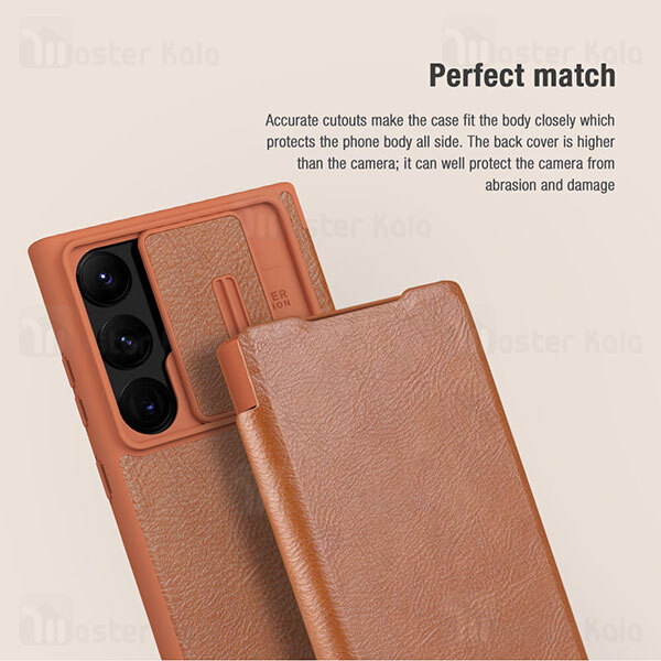 کیف چرمی نیلکین سامسونگ Samsung Galaxy S23 Ultra Nillkin Qin Pro Leather Case دارای محافظ دوربین