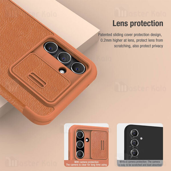 کیف چرمی نیلکین سامسونگ Samsung Galaxy A54 Nillkin Qin Pro Leather Case دارای محافظ دوربین