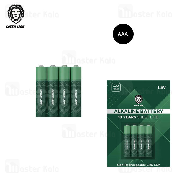 پک 4 عددی باتری نیم قلمی گرین لاین Green Lion Alkaline AAA Battrey 271400mAh