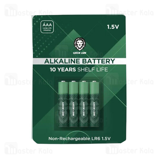 پک 4 عددی باتری نیم قلمی گرین لاین Green Lion Alkaline AAA Battrey 271400mAh