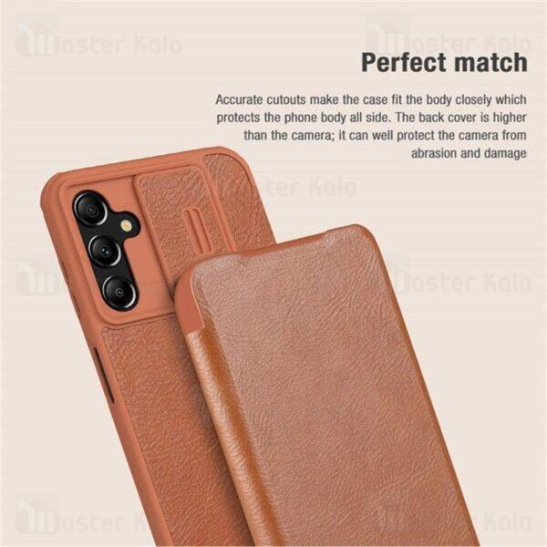 کیف چرمی نیلکین سامسونگ Samsung Galaxy A14 4G Nillkin Qin Pro Leather Case دارای محافظ دوربین