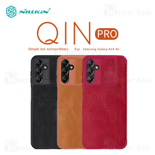 کیف چرمی نیلکین سامسونگ Samsung Galaxy A24 4G Nillkin Qin Pro Leather Case دارای محافظ دوربین