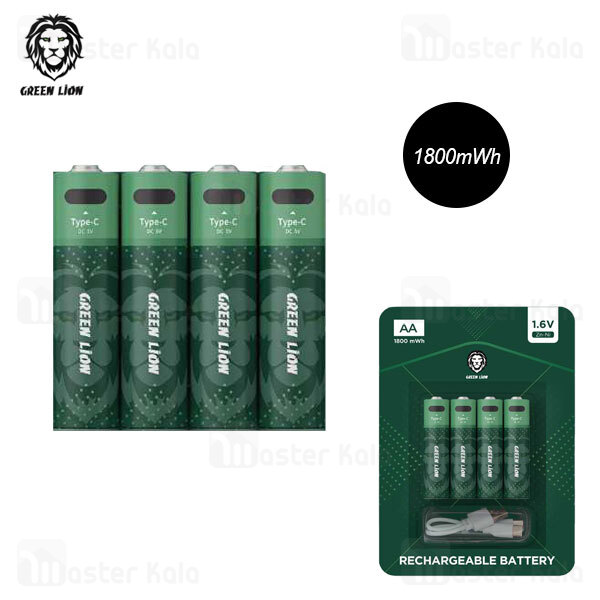 پک 4 عددی باتری قلمی شارژی گرین لاین Green Lion AA Rechargeable Battery