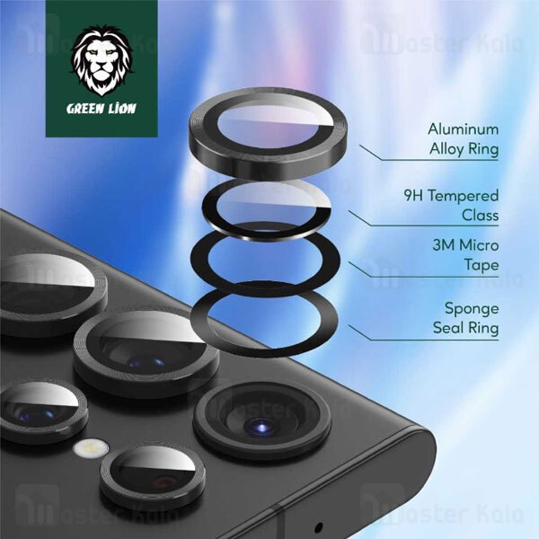 محافظ لنز فلزی دوربین گرین لاین Samsung Galaxy S23 Ultra Green Lion Camera Lens Armor