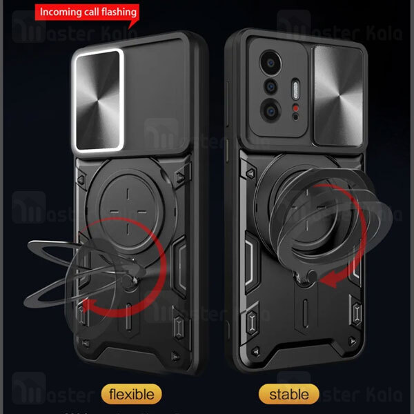 قاب ضد ضربه مگنتی Xiaomi 11T / 11T Pro Magnetic Support Case دارای محافظ دوربین