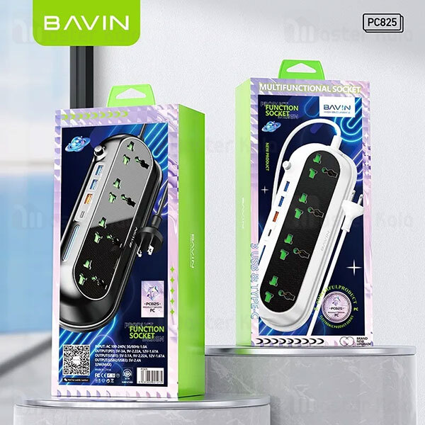 چند راهی برق و شارژر باوین Bavin PC825 دارای 4 پورت