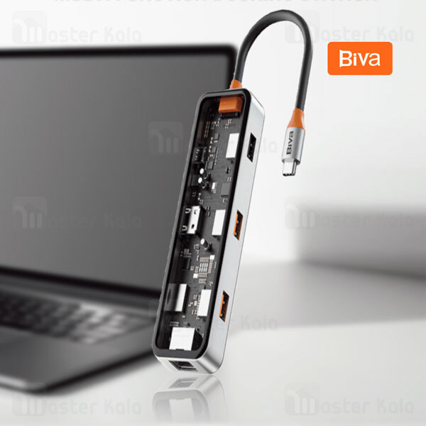 هاب 8 پورت بیوا Biva Type-C 8 in 1 HUB-03 Docking Station