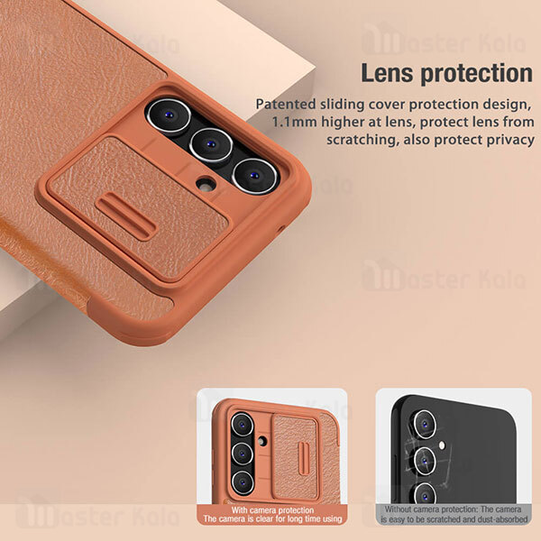 کیف چرمی نیلکین Samsung S23 FE Nillkin Qin Pro Leather Case دارای محافظ دوربین