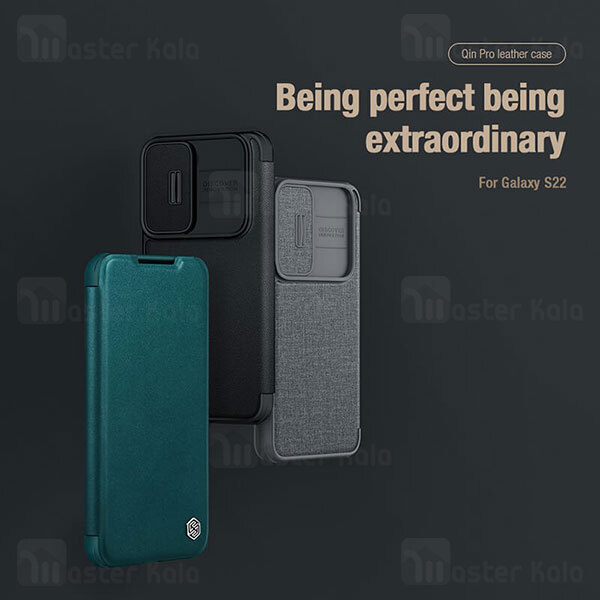 قاب محافظ لنز چرمی Nillkin Qin Pro Leather Case Samsung S22 Plus Sliding Cover