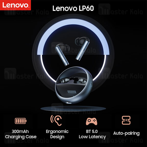 هندزفری بلوتوث دوگوش لنوو Lenovo LP60 True Wireless Rotating Bluetooth Headset