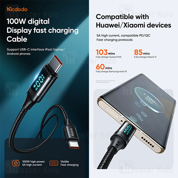 کابل Mcdodo CA-1100 Digital HD Type C To Type C PD Data cable 100W 1.2m