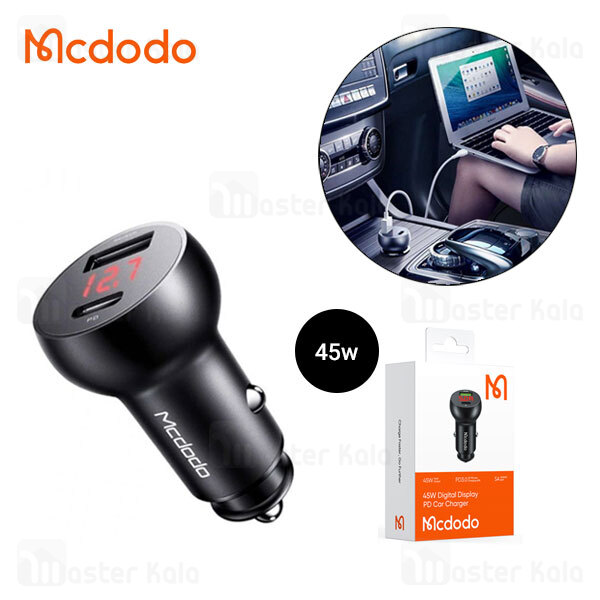شارژر فندکی مک دودو Mcdodo CC-7030 PD QC Type C USB Car Charger نمایشگر دیجیتال توان 45 وات