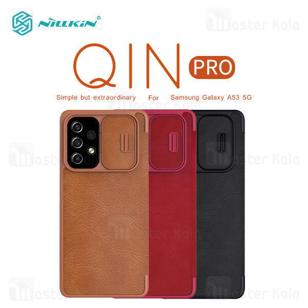 قاب محافظ لنز چرمی Nillkin Qin Pro Leather Case Samsung Galaxy A53 5G Sliding Cover