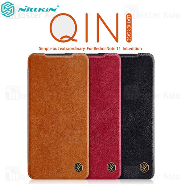 کیف چرمی نیلکین شیائومی Xiaomi Redmi Note 11 Nillkin Qin Leather Case